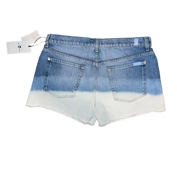 NWT 7 For All Mankind Distressed Womens Shorts 31 Distressed Dip Dye Light Wash - Picture 4 of 7